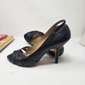 Massimo Dutti Women's Shoes Size 8.5 40 Peep-Toe Shoes Black Leather